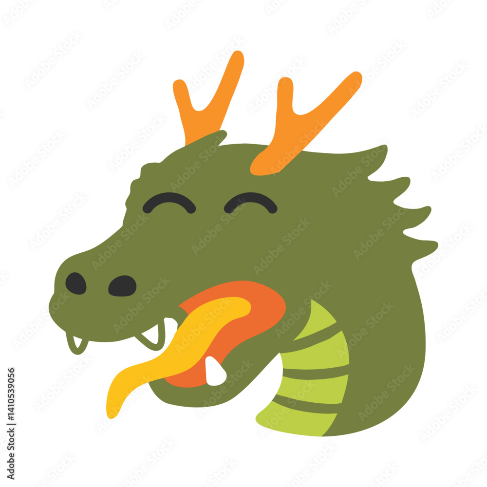 Obraz premium Dragon Face Illustration Clipart Isolated on White Background