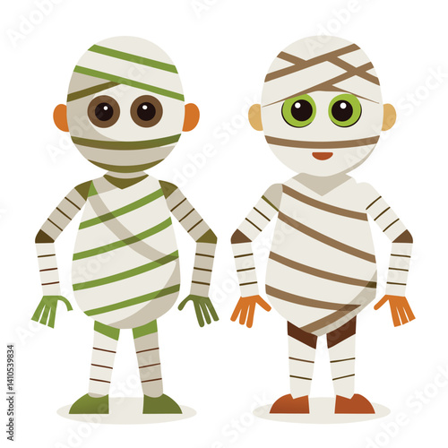 Halloween mummies isolated on white