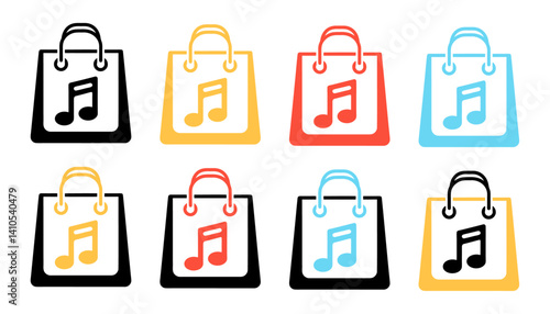 A silhouette shopping bag with a music note icon design