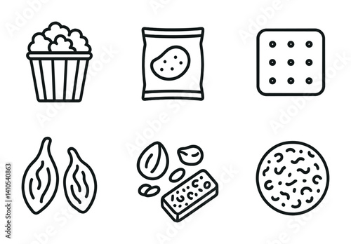 outline vector icons of home party setup: drink dispenser, snack table, party lights, music speaker, banner, balloons, plates, cups.-based, set of line style icons in a modern, minimalist design.