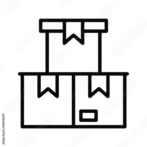 Stacked Cardboard Boxes Outline Icon with Transparent Background, Delivery Symbol