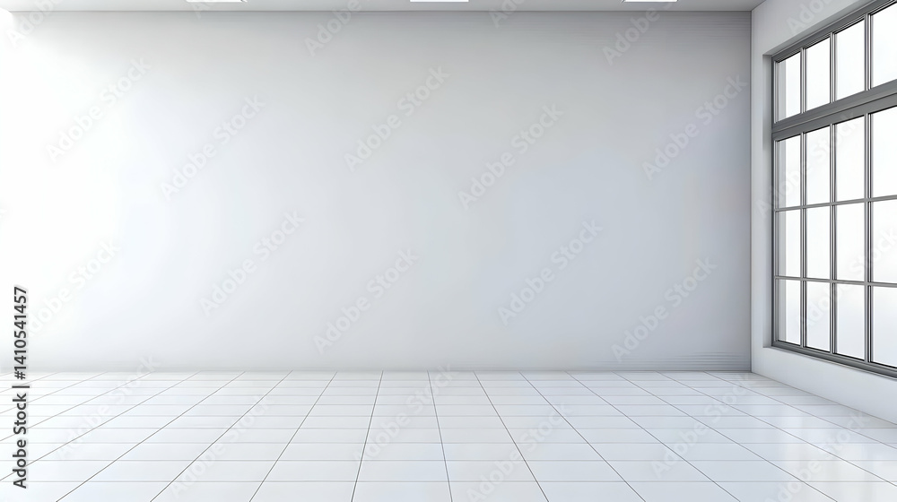 Obraz premium Empty Modern White Room With Large Window