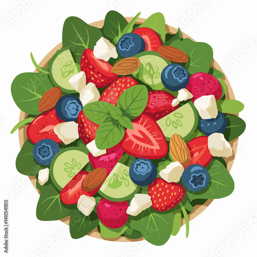 Summer Berry Salad Bowl with Almonds and Feta