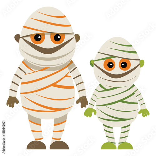 Halloween mummies isolated on white