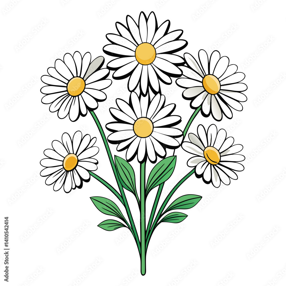 Fototapeta premium Charming Oxeye Daisy Bouquet Illustration