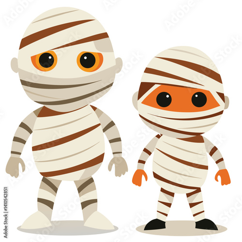 Halloween mummies isolated on white