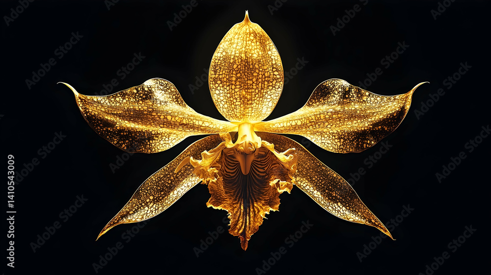 Fototapeta premium Golden orchid, a mesmerizing floral display.
