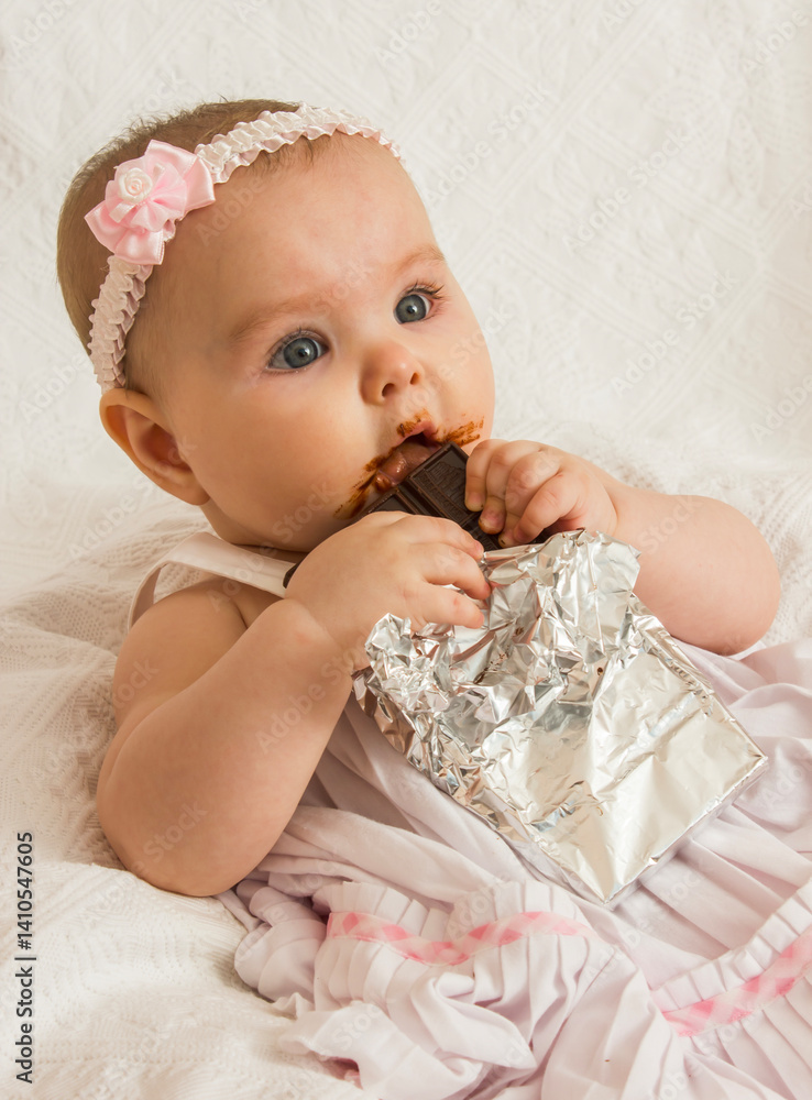 Little Girl with a chocolate bar