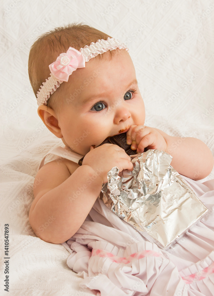 Little Girl with a chocolate bar