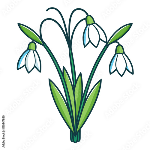  Vibrant Snowdrop Bouquet Stroke Outline Art