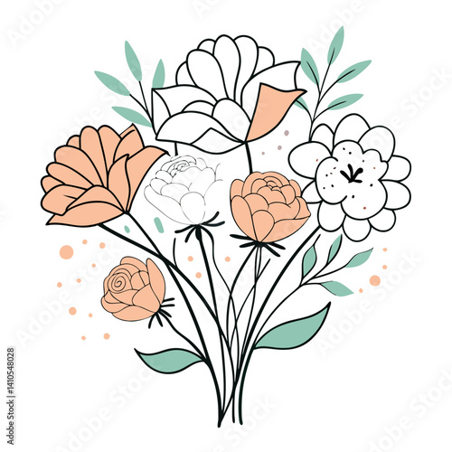  Serene Soft Serenade Flower Bouquet Illustration
