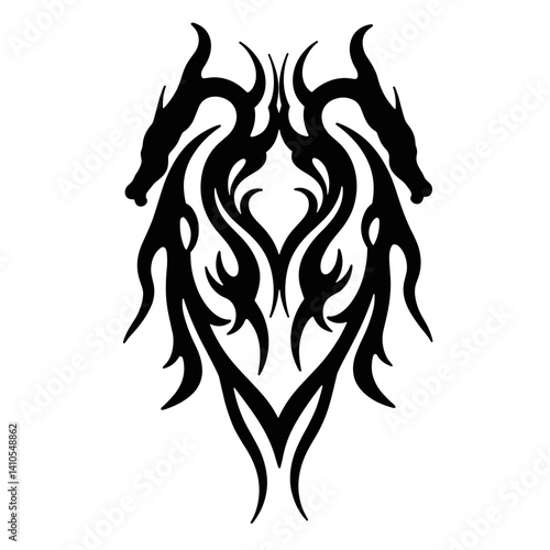 Tribal dragon tattoo design for tattoos or prints on T-shirts  