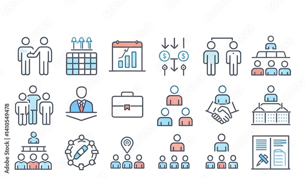 Management, Teamwork, and Organization Icons Management, Teamwork, and Organization Icons