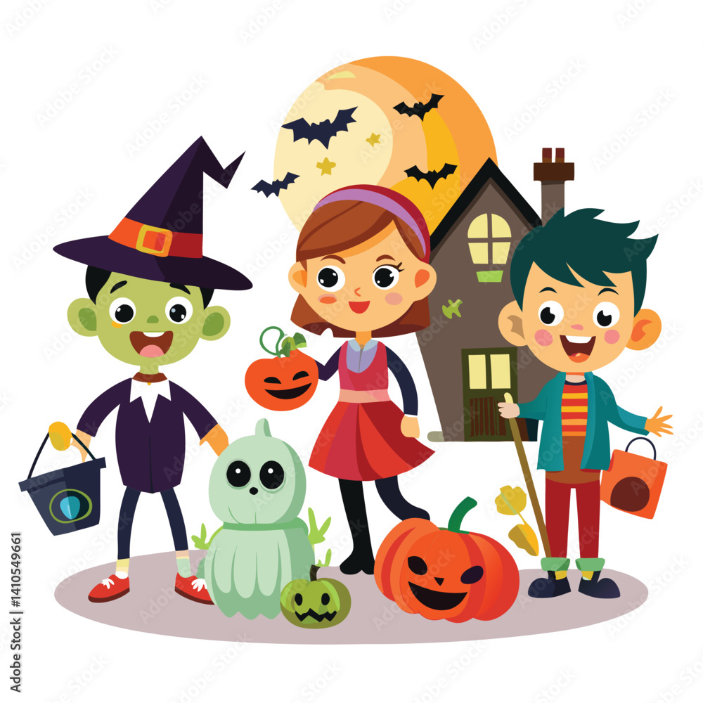 Halloween trick-or-treating isolated on white Halloween trick-or-treating isolated on white