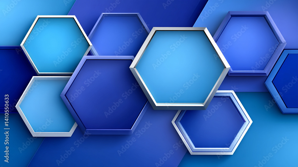 Geometric Abstract Design Featuring Neon Blue Hexagons Layered on a Contemporary Background Geometric Abstract Design Featuring Neon Blue Hexagons Layered on a Contemporary Background