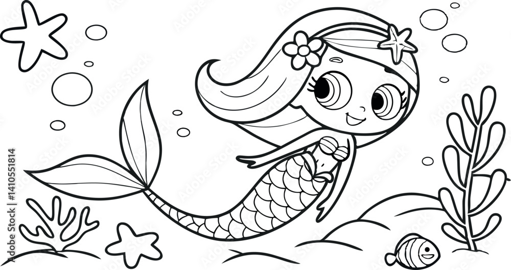 Fototapeta premium Adorable Mermaid Vector Symbol for Kids.eps