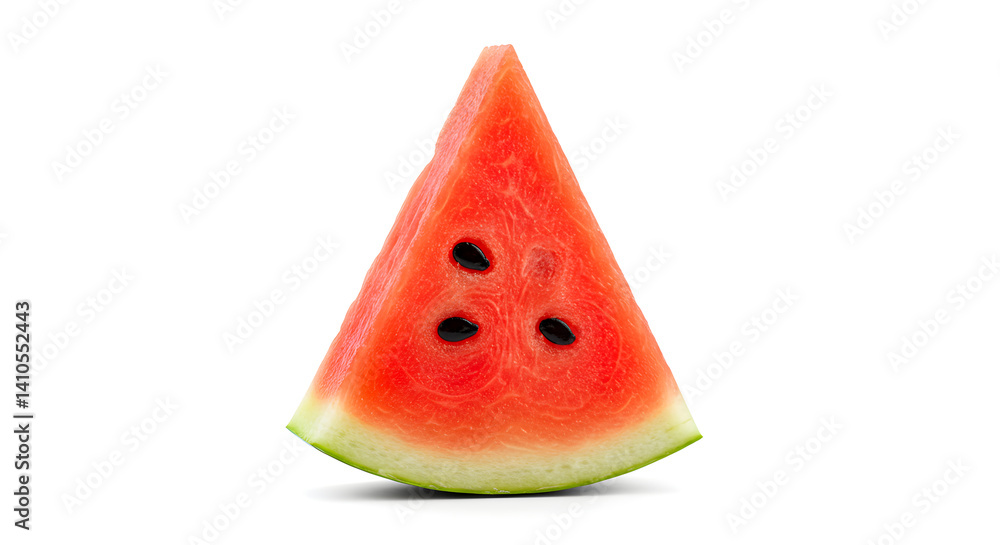 Refreshing Watermelon Slice Triangle Shape Isolated on White Background Refreshing Watermelon Slice Triangle Shape Isolated on White Background