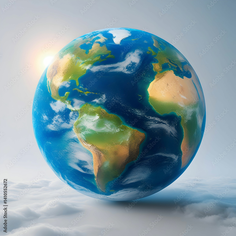Naklejka premium Isolated earth on white
