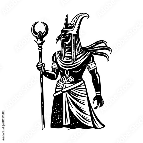 Vintage illustration of egyptian amun ra god