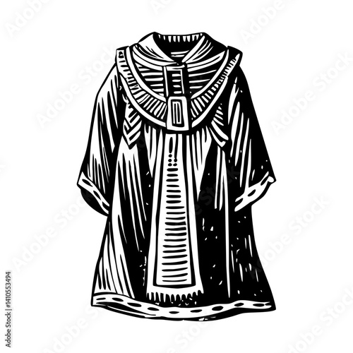 A vintage style illustration of ancient priest robe
