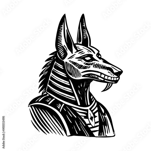 Egyptian anubis illustration in a vintage style