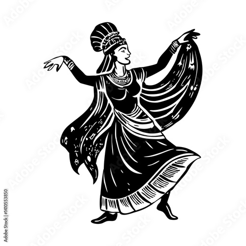 A vintage illustration of an egyptian dancer
