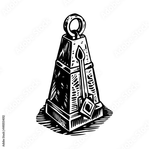 A vintage style illustration of an obelisk tower