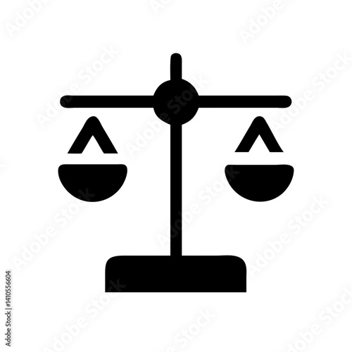 A black and white icon of scales of justice, symbolizing fairness, law, and equality. Perfect for legal, business, or ethical designs.