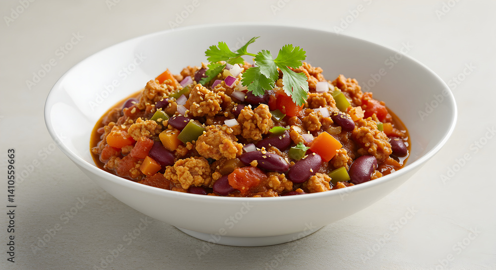 Bowl Of Hearty Ground Turkey Chili With Red Beans And Cilantro Bowl Of Hearty Ground Turkey Chili With Red Beans And Cilantro