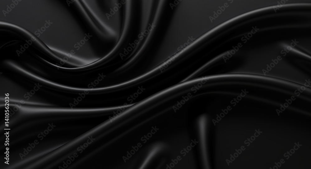 Obraz premium Black Satin Fabric with Elegant Waves and Luxurious Texture