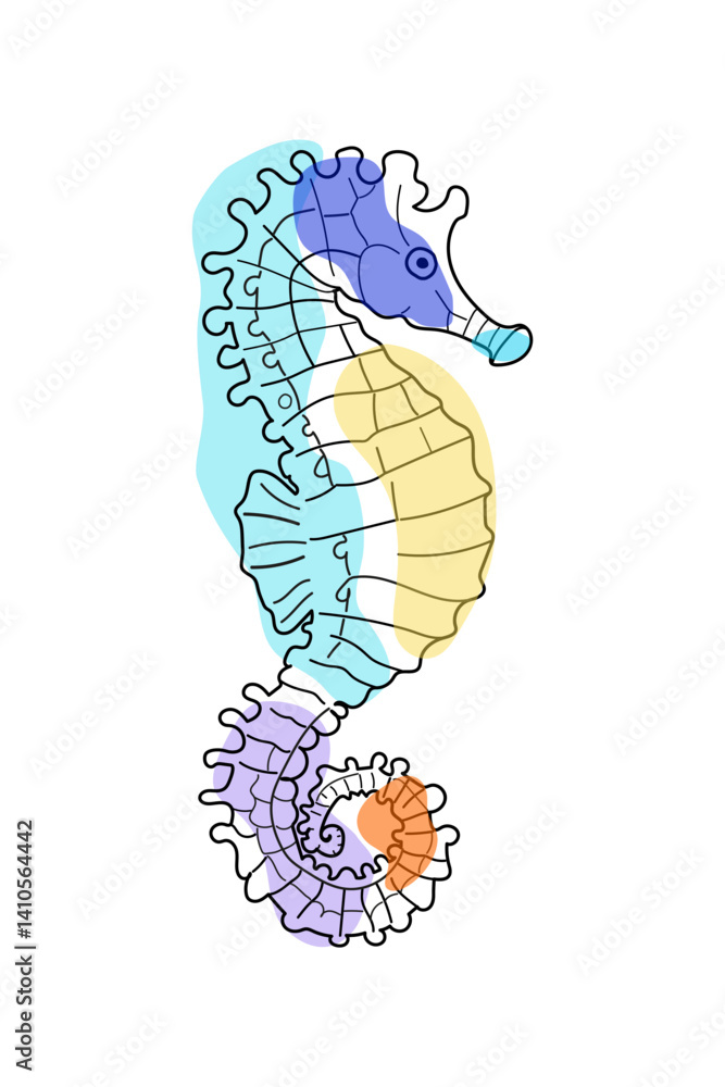 Fototapeta premium Abstract Colored Seahorse Sketch in Vibrant Artistic Style