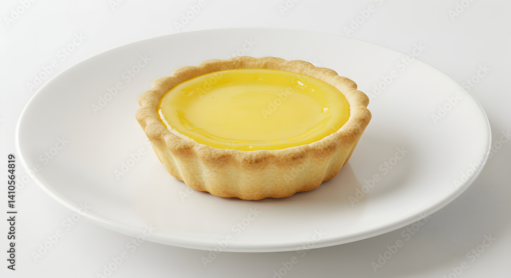 Delightful Egg Tart On a White Plate For an Afternoon Snack Delightful Egg Tart On a White Plate For an Afternoon Snack