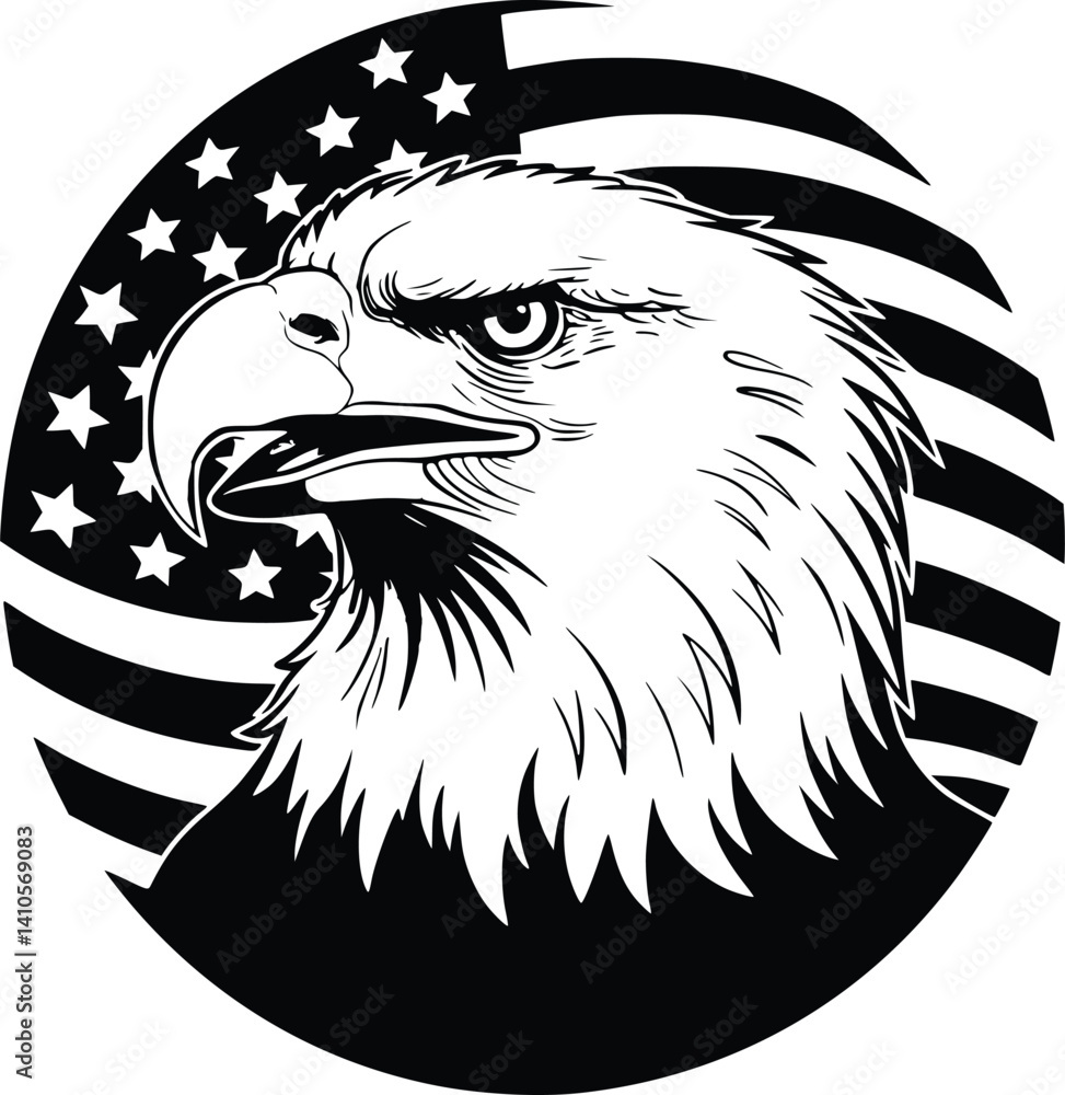 Fototapeta premium Eagle American USA Flag SVG