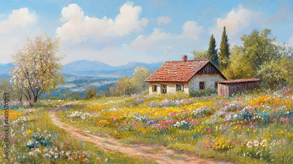 Beautiful meadow full of spring flowers