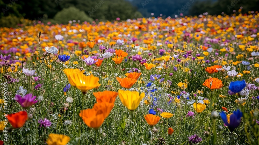 Beautiful meadow full of spring flowers