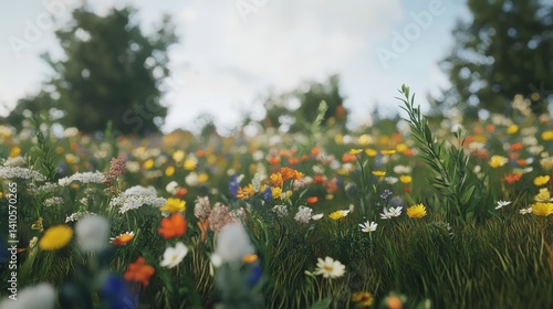 Obraz na płótnie Beautiful meadow full of spring flowers w salonie