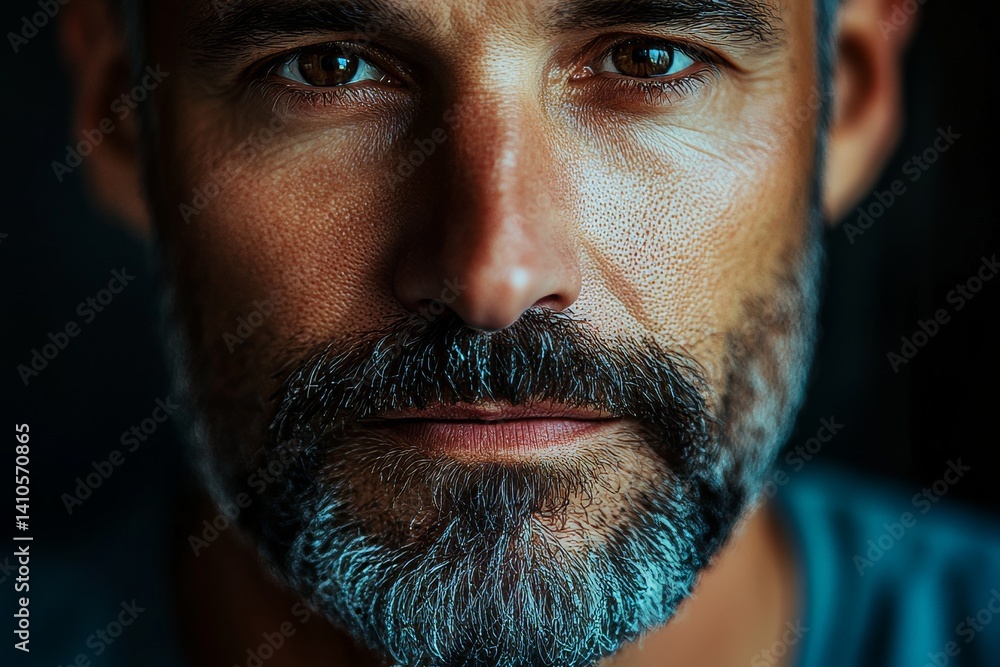 close-up portrait of stylish neat beard