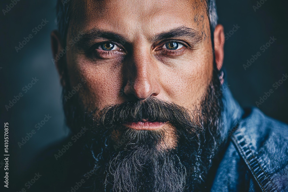 close-up portrait of stylish neat beard