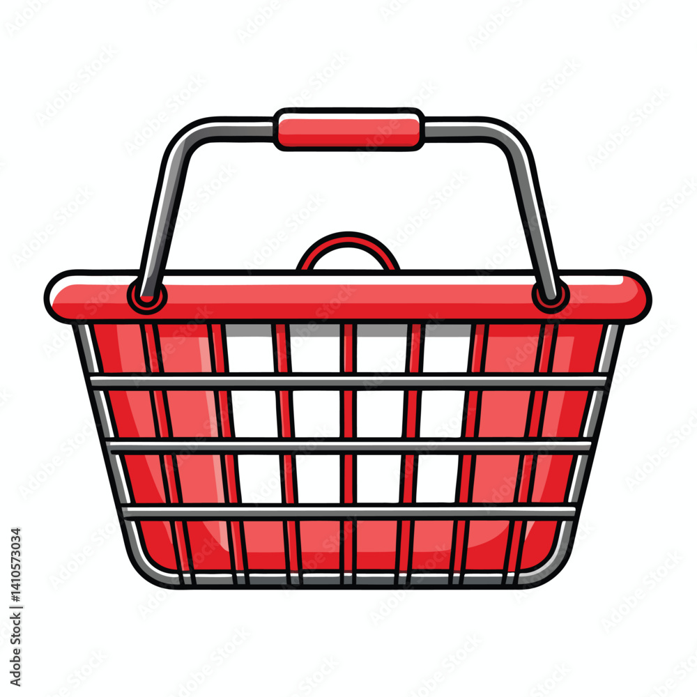 Red Shopping Basket Illustration for Retail and Ecommerce Red Shopping Basket Illustration for Retail and Ecommerce