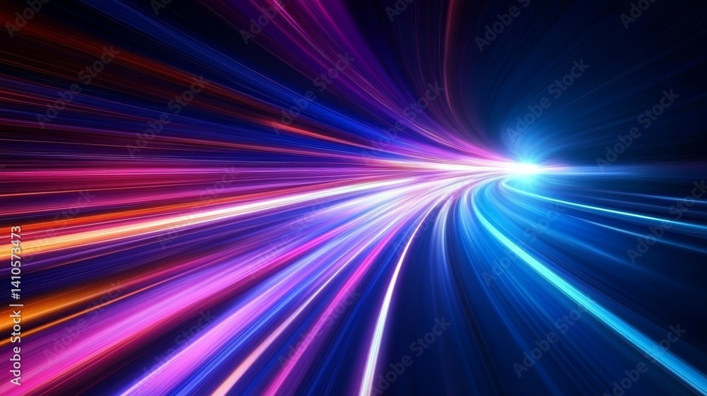 laser Trails of light left by acceleration speed motion on night road