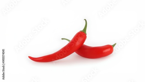 Two Red Chili Peppers Isolated on White Background