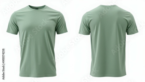 Sage Green T-Shirt Mockup - Front and Back View