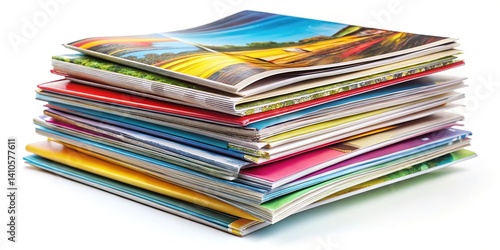 Magazines Brochures Stack White Background