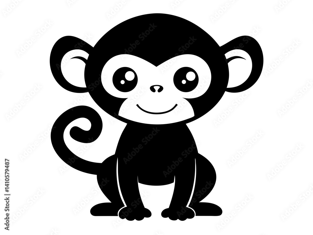 Fototapeta premium Cute Monkey Vector & SVG | Adorable Jungle Animal Vector for Kids Crafts