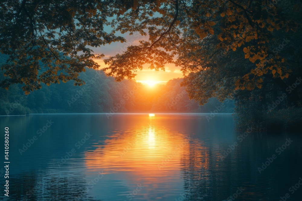 Sunset reflection over serene lake nature photography peaceful viewpoint
