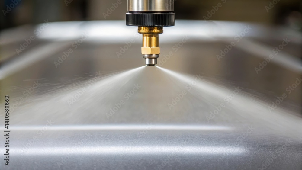 A closeup of a spray application technique with a fine mist of nanomaterials being applied to a surface demonstrating the ease of application and uniform coverage. A closeup of a spray application technique with a fine mist of nanomaterials being applied to a surface demonstrating the ease of application and uniform coverage.