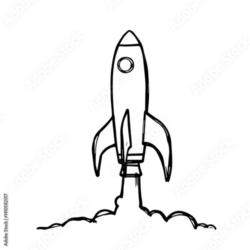 Rocket Launch Illustration with Smoke Trails for Education, Adventure Blogs, Innovation Themes, and Creative Projects