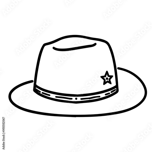 Stylized Hat Illustration with Star Detail on Neutral Background for Fashion Blogs, Merchandise Design, Art Projects, and Creative Content