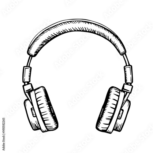 Headphones sketch design for music and sound enthusiasts  
