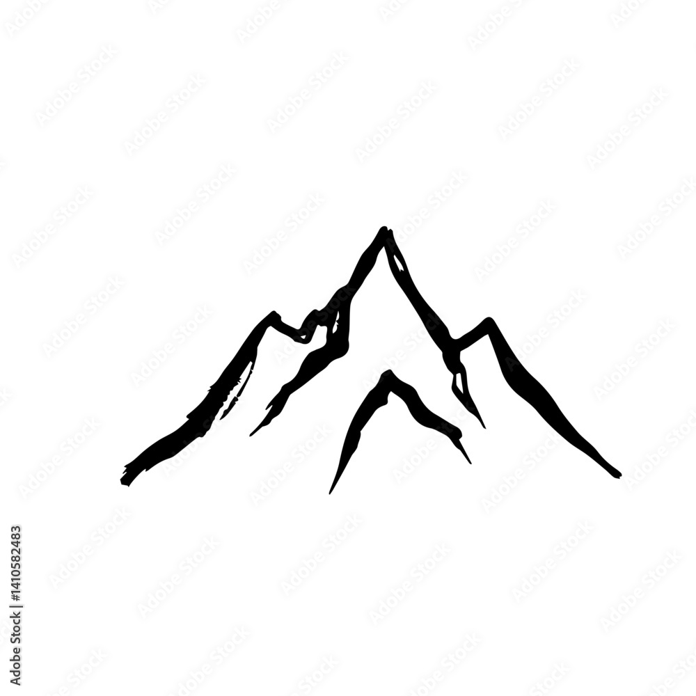 Abstract black mountain silhouette on white background  
